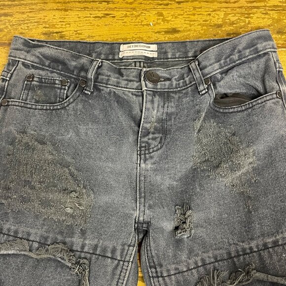 One x One Teaspoon Awesome Baggies Distressed Jeans Black Sz 27 - Picture 3 of 10